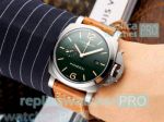 High Quality Replica Panerai Luminor GMT Green Dial Orange Leather Strap Watch